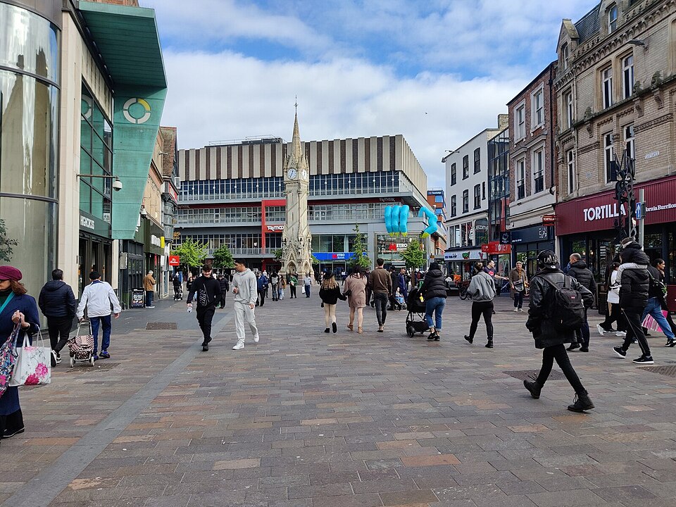 Leicester city centre in Leicester
